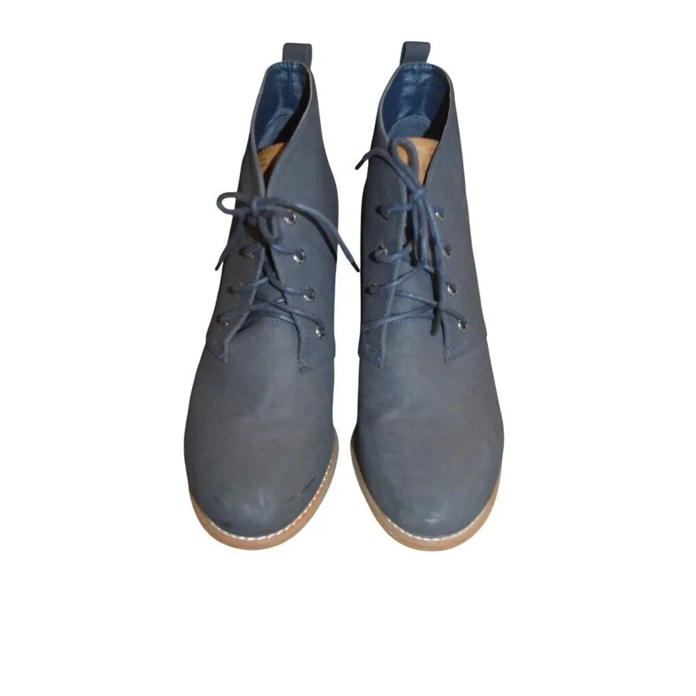 Nautica Waterline Navy blue Lace Up Wedge Ankle Booties Women's Size 10 Coastal